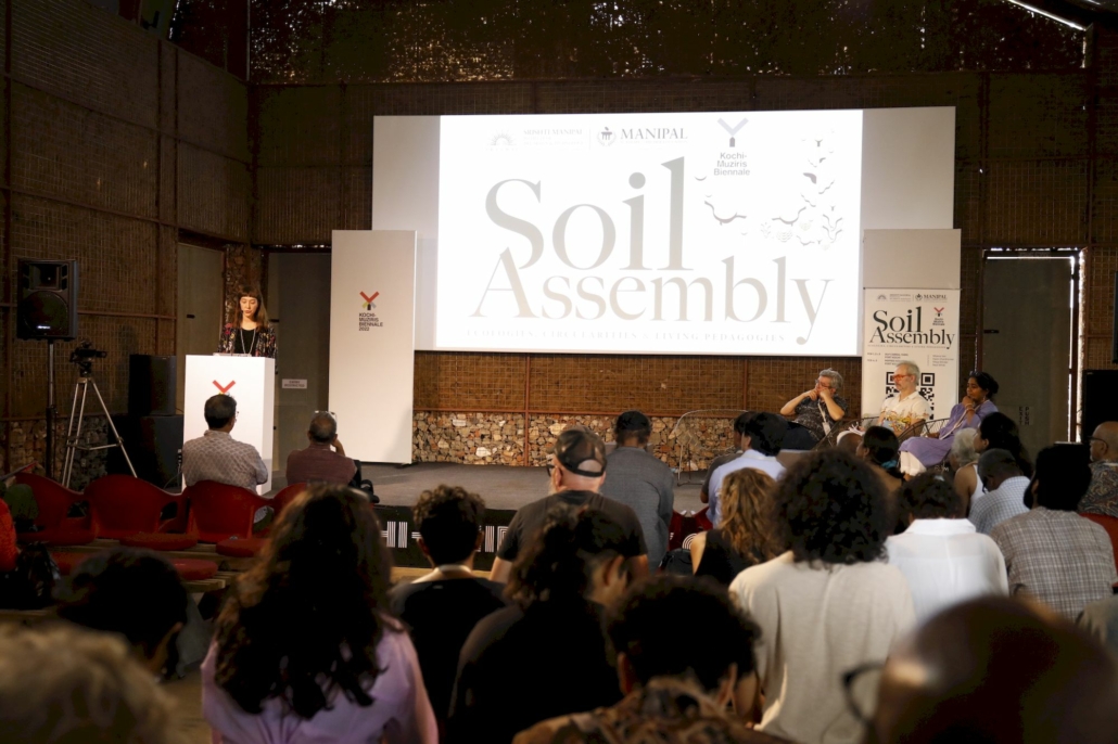 Presentation of the film “Umi No Oya” by Ewen Chardronnet and Maya Minder at the Soil Assembly, Kochi Biennale, India.